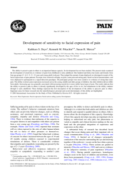 Development of sensitivity to facial expression of pain