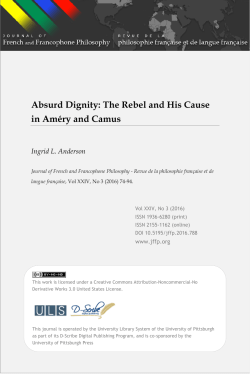 Journal of French and Francophone Philosophy / Revue de la