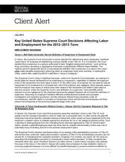 Key United States Supreme Court Decisions Affecting Labor and