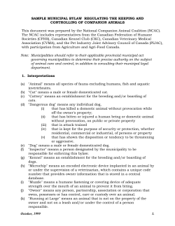 October, 1999 1. SAMPLE MUNICIPAL BYLAW REGULATING THE