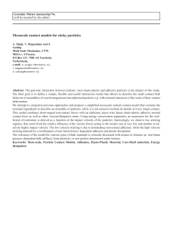 Mesoscale contact models for sticky particles