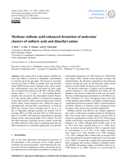 Methane sulfonic acid-enhanced formation of molecular clusters of