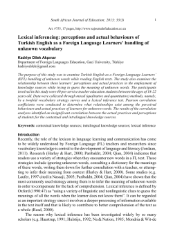 Lexical inferencing: perceptions and actual behaviours of Turkish