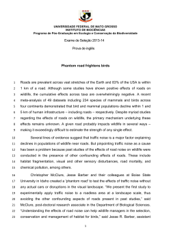 Exame de Sele&ccedil;&atilde;o 2013-14 Prova de ingl&ecirc;s Phantom road frightens