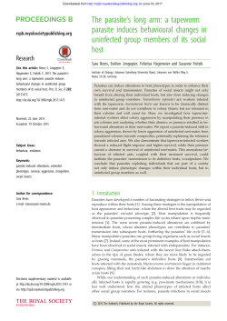 The parasite`s long arm: a tapeworm parasite induces behavioural