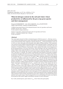 Mineral nitrogen content in the soil and winter wheat productivity as