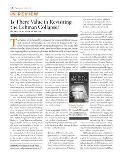 Is There Value in Revisiting the Lehman Collapse?