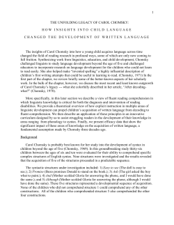 1 THE UNFOLDING LEGACY OF CAROL CHOMSKY: HOW
