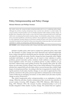 Policy Entrepreneurship and Policy Change