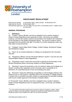 Student Disciplinary Regulations