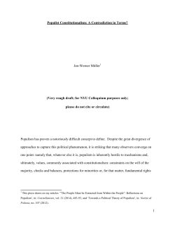 1 Populist Constitutionalism: A Contradiction in Terms? Jan