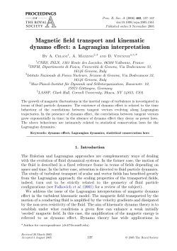 Magnetic field transport and kinematic dynamo effect: a Lagrangian