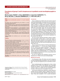 Prevalence of group C and G streptococcus in