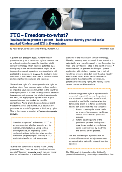 FTO &ndash; Freedom-to-what?