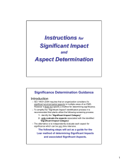 Instructions for Significant Impact Aspect Determination