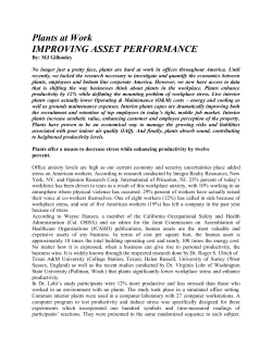 Plants at Work IMPROVING ASSET PERFORMANCE