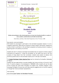 Enrichment Provision &ndash; Summer 2017