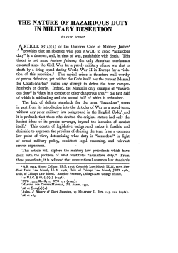 The Nature of Hazardous Duty in Military Desertion