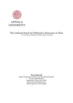 The Continued Search for Deliberative Democracy in China