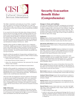 Security Evacuation Benefit Rider (Comprehensive)