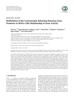 Methylation of the Corticotropin Releasing Hormone Gene Promoter