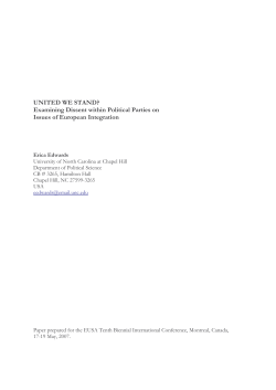 UNITED W E STAND? Examining Dissent within Political Parties on