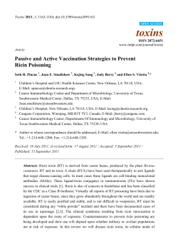 Passive and Active Vaccination Strategies to Prevent Ricin Poisoning