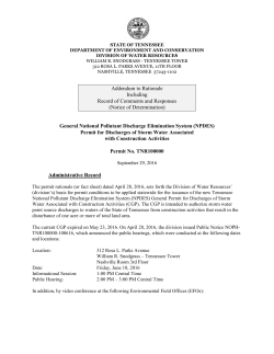 Notice of Determination - Tennessee Stormwater Training