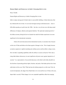 Human Rights and Democracy in India`s Emerging Role in Asia