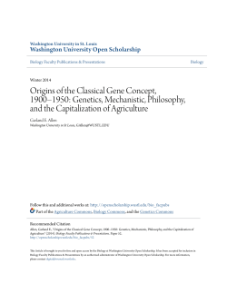 Origins of the Classical Gene Concept, 1900&ndash;1950: Genetics