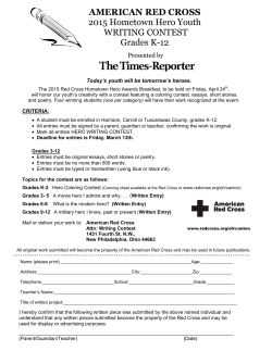 AMERICAN RED CROSS 2015 Hometown Hero Youth WRITING