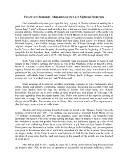 Fossenvue: Summers` Memories in the Late Eighteen Hundreds