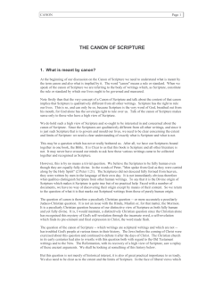 THE CANON OF SCRIPTURE