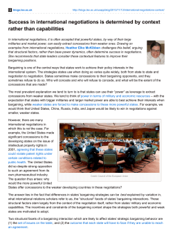 Success in international negotiations is determined by context rather