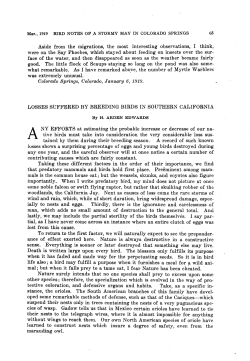 Losses Suffered by Breeding Birds in Southern California