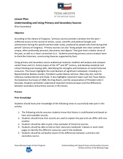 Lesson Plan - Understanding and Using Primary and Secondary
