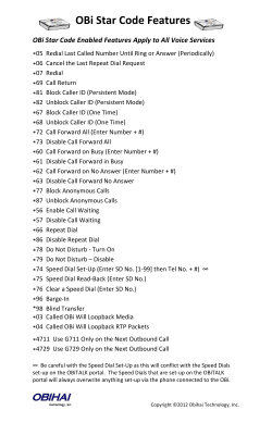 OBi Star Code Features