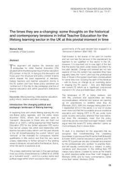 The times they are a-changing: some thoughts on the