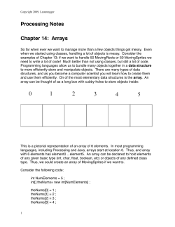 Processing Notes Chapter 14: Arrays