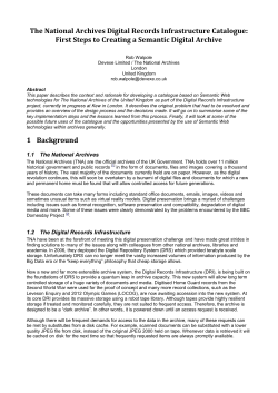 The National Archives Digital Records Infrastructure Catalogue: First