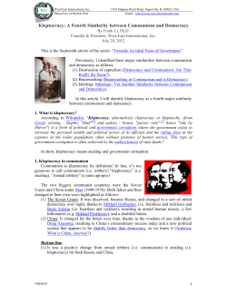 Kleptocracy: A Fourth Similarity between Communism and Democracy