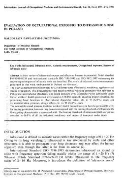 EVALUATION OF OCCUPATIONAL EXPOSURE TO INFRASONIC