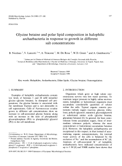 Glycine betaine and polar lipid composition in halophilic