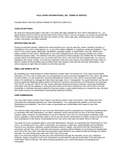 TACO JOHN`S INTERNATIONAL, INC. TERMS OF SERVICE