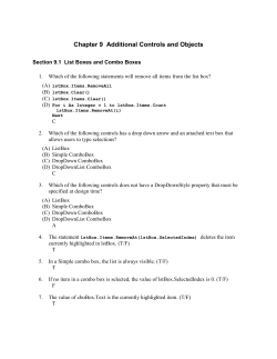 Chapter 11 - Additional Controls and Objects