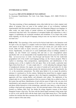 ETYMOLOGICAL NOTES Excerpt from THE LIVING BOOKS OF