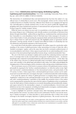 Jean L. Cohen. Globalization and Sovereignty