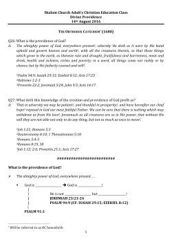 Shalom Church Adult`s Christian Education Class Divine Providence