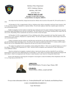 press release - Salisbury Police Department