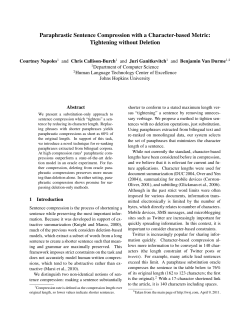 Paraphrastic Sentence Compression with a